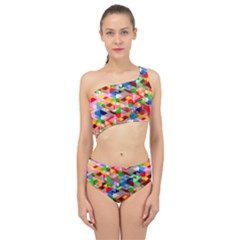 Background Triangle Rainbow Spliced Up Two Piece Swimsuit by Mariart