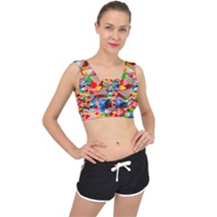 Background Triangle Rainbow V-back Sports Bra by Mariart