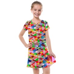 Background Triangle Rainbow Kids  Cross Web Dress