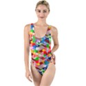 Background Triangle Rainbow High Leg Strappy Swimsuit View1