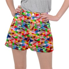 Background Triangle Rainbow Stretch Ripstop Shorts