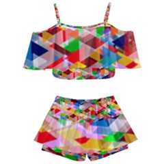 Background Triangle Rainbow Kids  Off Shoulder Skirt Bikini by Mariart