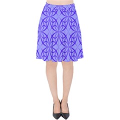 Blue Curved Line Velvet High Waist Skirt by Mariart