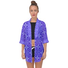 Blue Curved Line Open Front Chiffon Kimono by Mariart