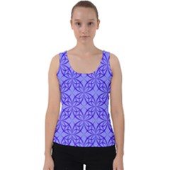 Blue Curved Line Velvet Tank Top