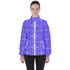 Blue Curved Line High Neck Windbreaker (women) by Mariart