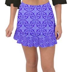 Blue Curved Line Fishtail Mini Chiffon Skirt