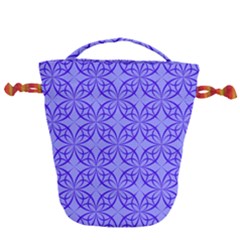 Blue Curved Line Drawstring Bucket Bag