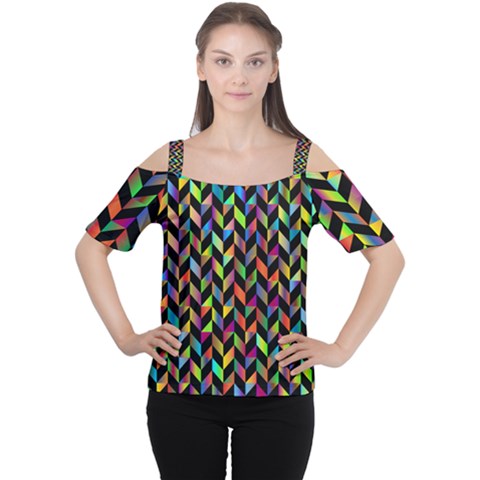 Abstract Geometric Cutout Shoulder Tee by Mariart