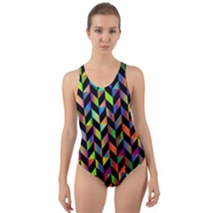 Abstract Geometric Cut-out Back One Piece Swimsuit by Mariart