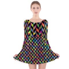 Abstract Geometric Long Sleeve Velvet Skater Dress by Mariart