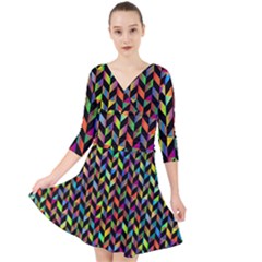 Abstract Geometric Quarter Sleeve Front Wrap Dress by Mariart