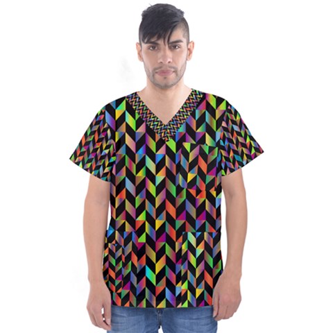 Abstract Geometric Men s V-neck Scrub Top by Mariart