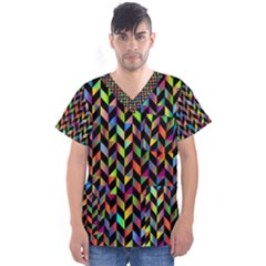 Abstract Geometric Men s V-neck Scrub Top