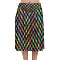 Abstract Geometric Velvet Flared Midi Skirt