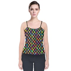 Abstract Geometric Velvet Spaghetti Strap Top