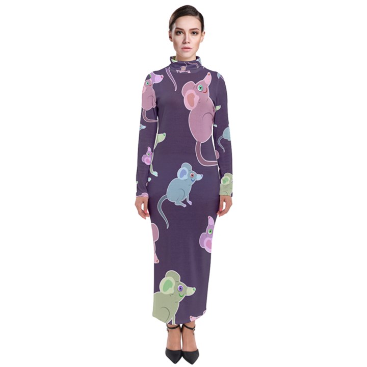 Animals Mouse Turtleneck Maxi Dress