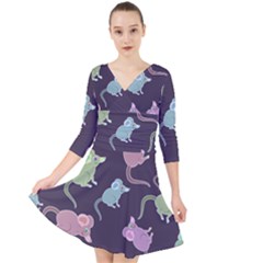 Animals Mouse Quarter Sleeve Front Wrap Dress by Mariart