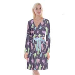 Animals Mouse Long Sleeve Velvet Front Wrap Dress by Mariart