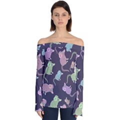 Animals Mouse Off Shoulder Long Sleeve Top