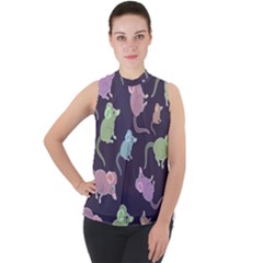 Animals Mouse Mock Neck Chiffon Sleeveless Top by Mariart