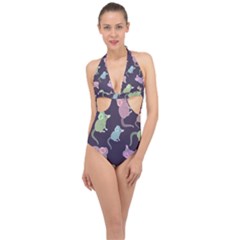 Animals Mouse Halter Front Plunge Swimsuit