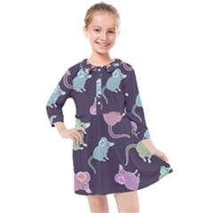 Animals Mouse Kids  Quarter Sleeve Shirt Dress