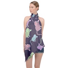 Animals Mouse Halter Asymmetric Satin Top by Mariart