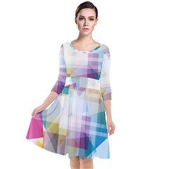 Abstract Background Quarter Sleeve Waist Band Dress