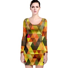 Abstract Geometric Triangles Shapes Long Sleeve Bodycon Dress by Mariart