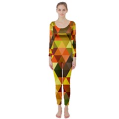 Abstract Geometric Triangles Shapes Long Sleeve Catsuit by Mariart