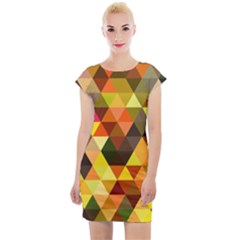 Abstract Geometric Triangles Shapes Cap Sleeve Bodycon Dress