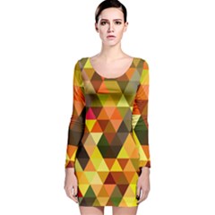 Abstract Geometric Triangles Shapes Long Sleeve Velvet Bodycon Dress by Mariart