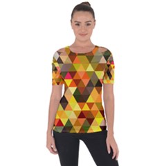 Abstract Geometric Triangles Shapes Shoulder Cut Out Short Sleeve Top by Mariart