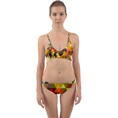 Abstract Geometric Triangles Shapes Wrap Around Bikini Set