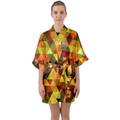 Abstract Geometric Triangles Shapes Quarter Sleeve Kimono Robe