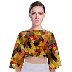 Abstract Geometric Triangles Shapes Tie Back Butterfly Sleeve Chiffon Top by Mariart