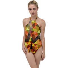 Abstract Geometric Triangles Shapes Go With The Flow One Piece Swimsuit