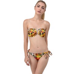 Abstract Geometric Triangles Shapes Twist Bandeau Bikini Set