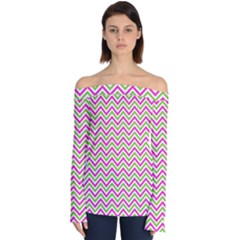 Abstract Chevron Off Shoulder Long Sleeve Top