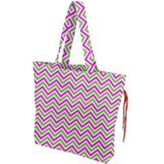 Abstract Chevron Drawstring Tote Bag