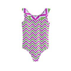 Abstract Chevron Kids  Frill Swimsuit