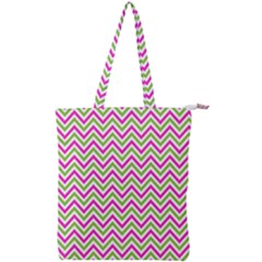 Abstract Chevron Double Zip Up Tote Bag