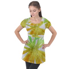 Abstract Background Tremble Render Puff Sleeve Tunic Top