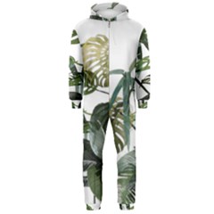 Botanical Illustration Palm Leaf Hooded Jumpsuit (men)  by Mariart