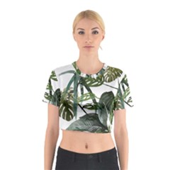 Botanical Illustration Palm Leaf Cotton Crop Top by Mariart