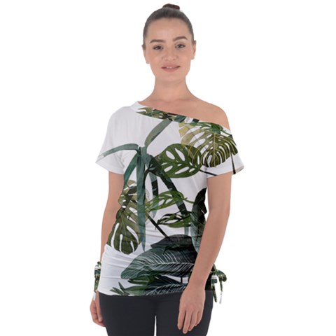 Botanical Illustration Palm Leaf Tie-up Tee by Mariart