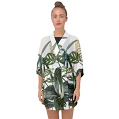 Botanical Illustration Palm Leaf Half Sleeve Chiffon Kimono by Mariart