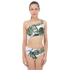 Botanical Illustration Palm Leaf Spliced Up Two Piece Swimsuit