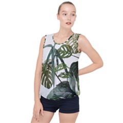 Botanical Illustration Palm Leaf Bubble Hem Chiffon Tank Top by Mariart